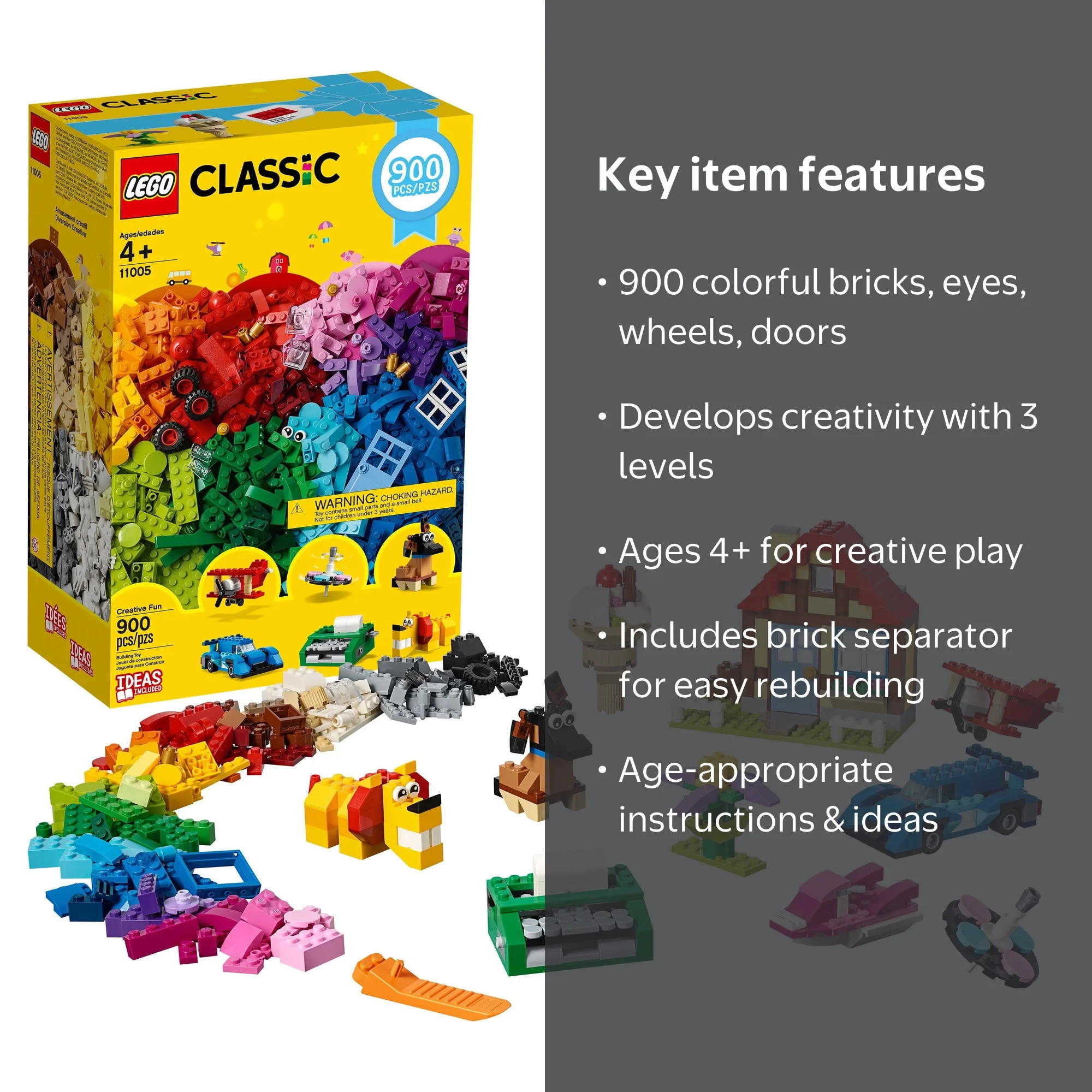 LEGO Classic Creative Fun 11005 - Starter Set for Kids, Huge 900