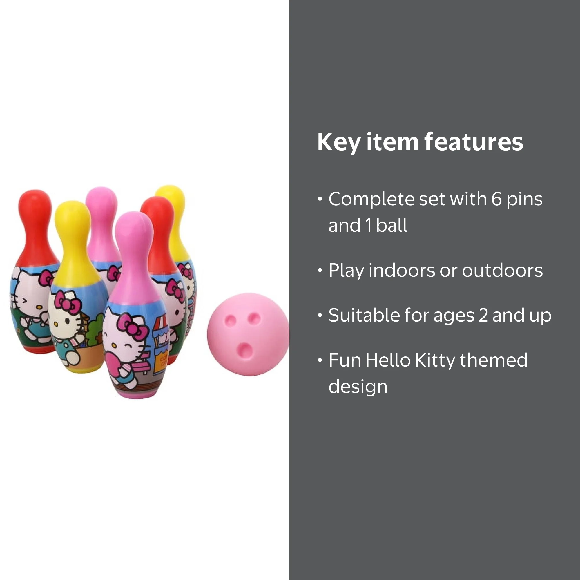 Hello Kitty Indoor/Outdoor Bowling Game Set - 6 Pins and 1 Bowling