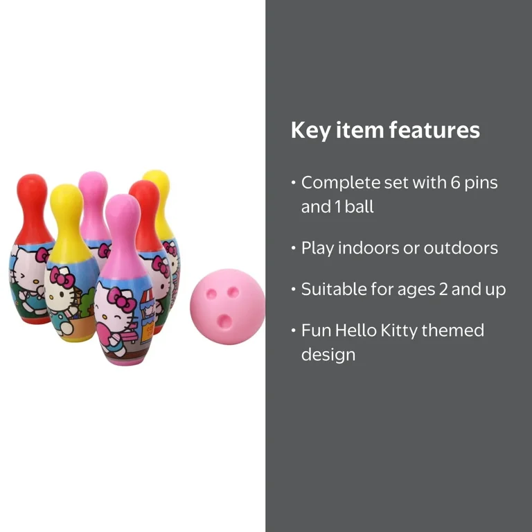 Hello Kitty Indoor/Outdoor Bowling Game Set - 6 Pins and 1 Bowling