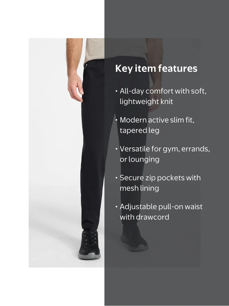 Athletic Works Men's and Big Men's Slim Knit Pants, 30