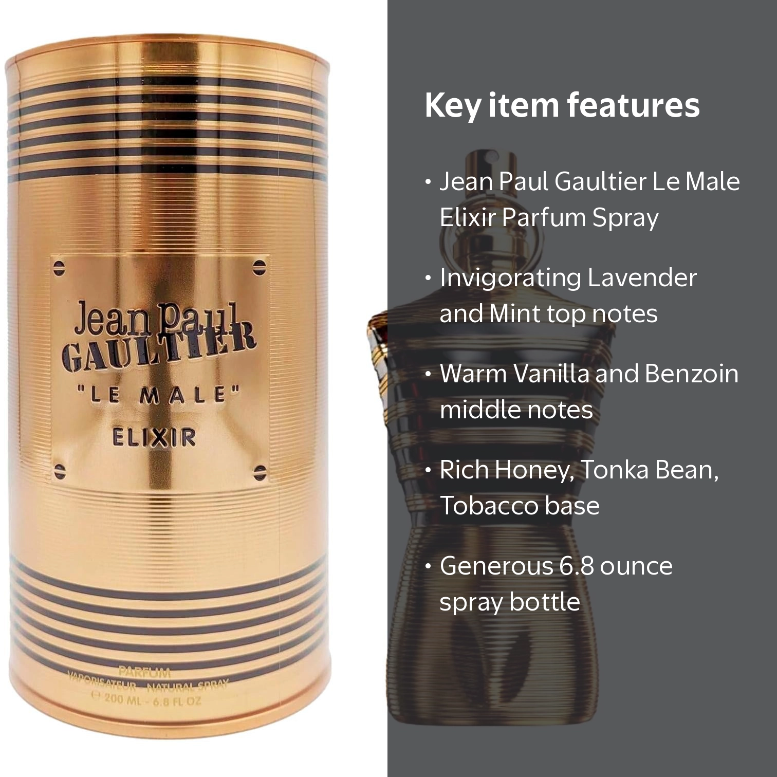 Jean Paul Gaultier, Le Male Elixir Parfum Spray, 6.8 oz, Lavender