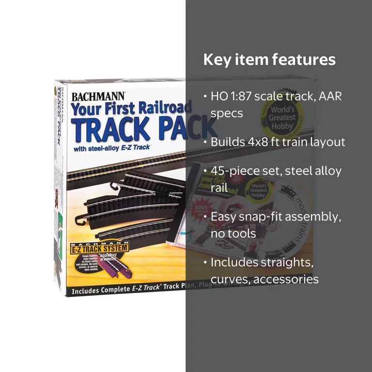 Bachmann Trains HO Scale E-Z Track Deluxe Expander Track, 45ct