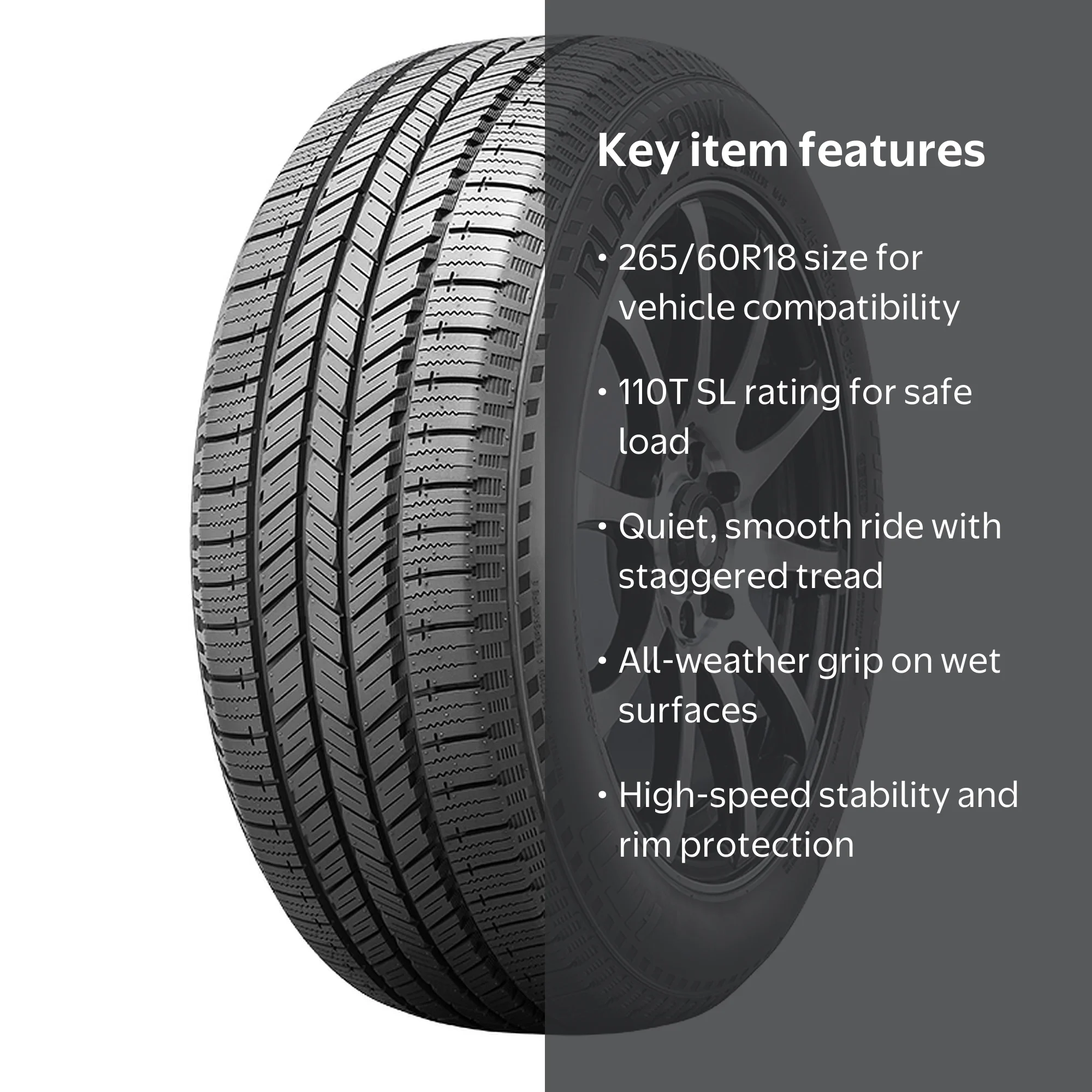 BlackHawk Hiscend-H HT01 All Season Light Truck Tire, 265/60R18