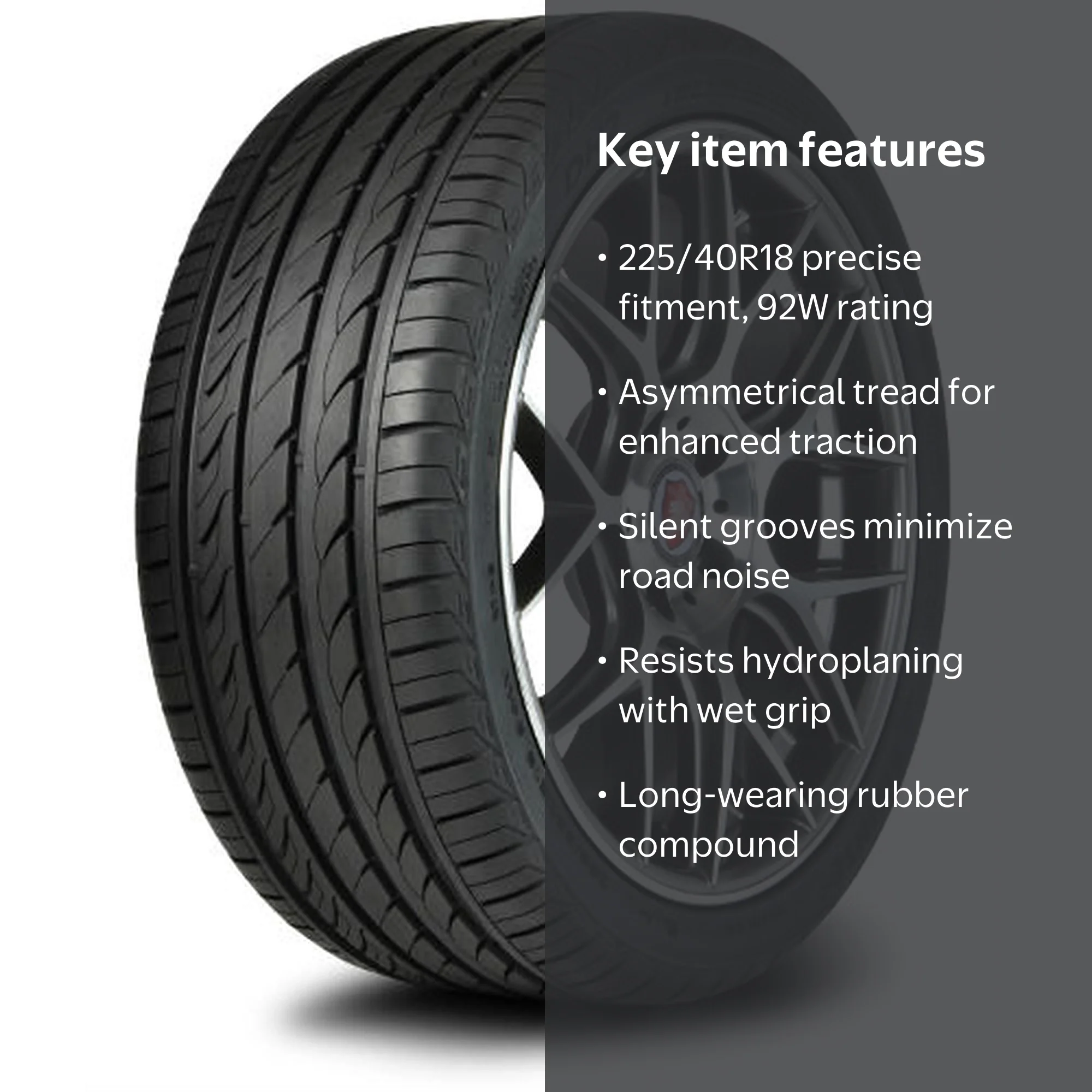 Delinte DH2 All-Season Passenger Tire, 225/40R18 92W, Long-Wearing