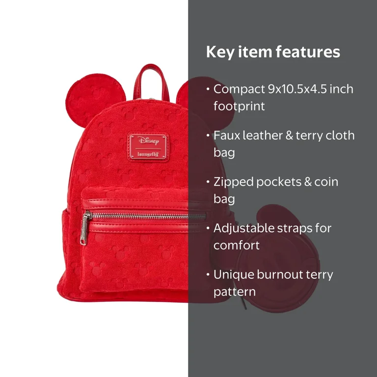 disney mickey mouse ears mini backpack & Friends Classic All-Over Print With Ear Headband 22.5x26.25x11.25cm Loungefly Disney Mickey & Minnie