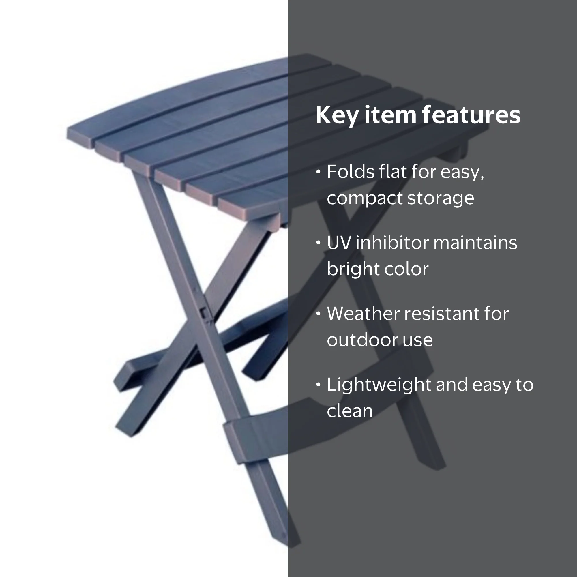 Adams, Quik Fold Patio Side Table, Resin, Bluestone - Walmart.com