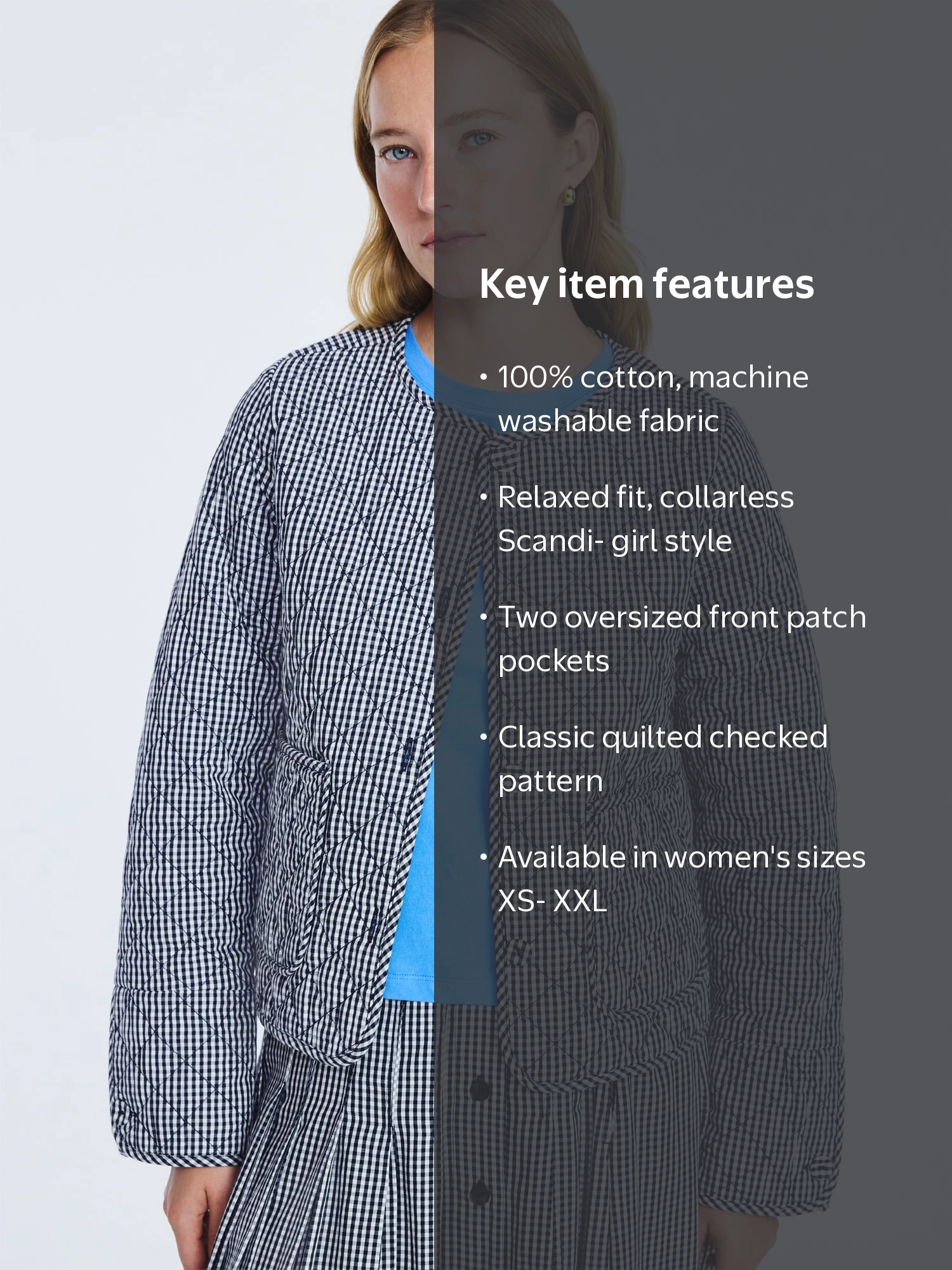 Free Assembly Women's Collarless Cotton Quilted Jacket, Sizes XS