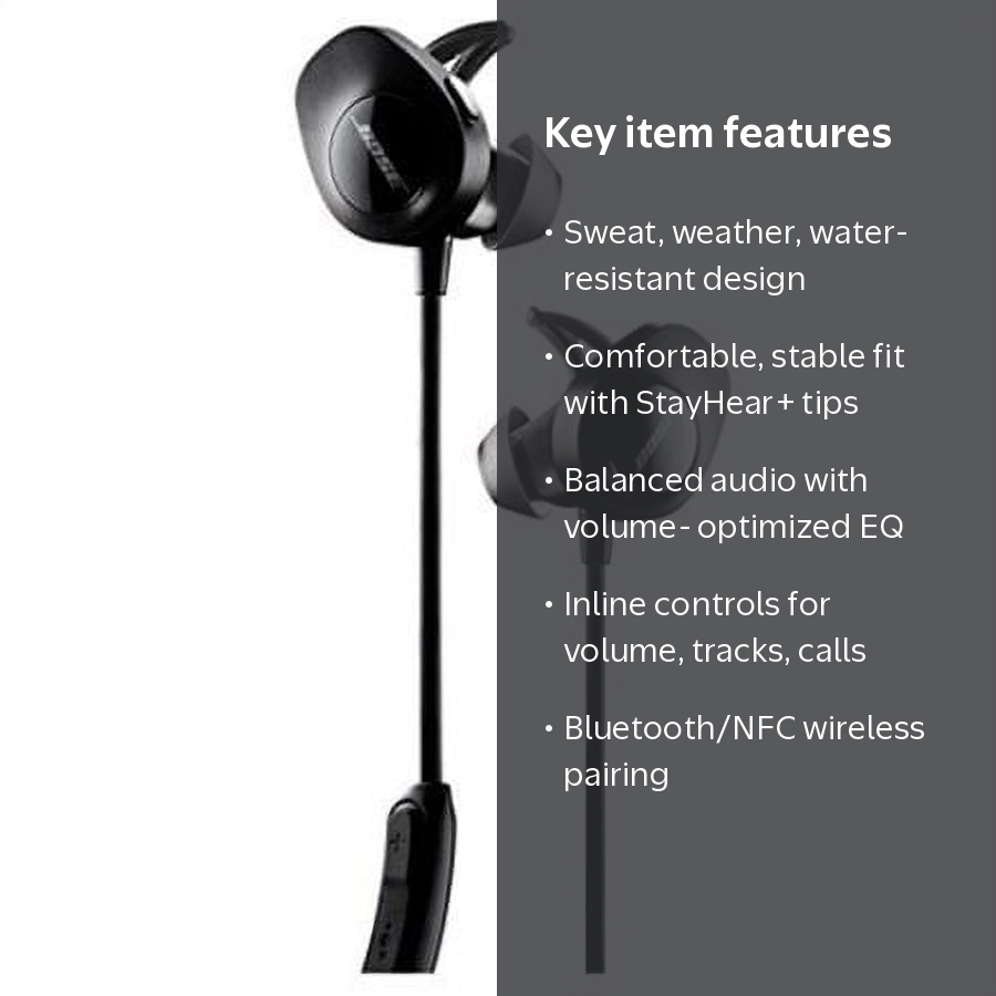 BOSE SoundSport wireless ワイヤレスイヤホン ブラック Bose SoundSport Wireless Sports Earbuds - Black - Walmart.com