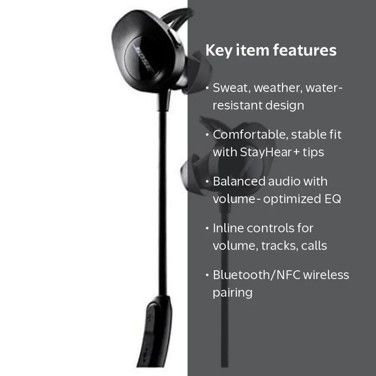 Bose SoundSport Wireless Sports Earbuds - Black - Walmart.com