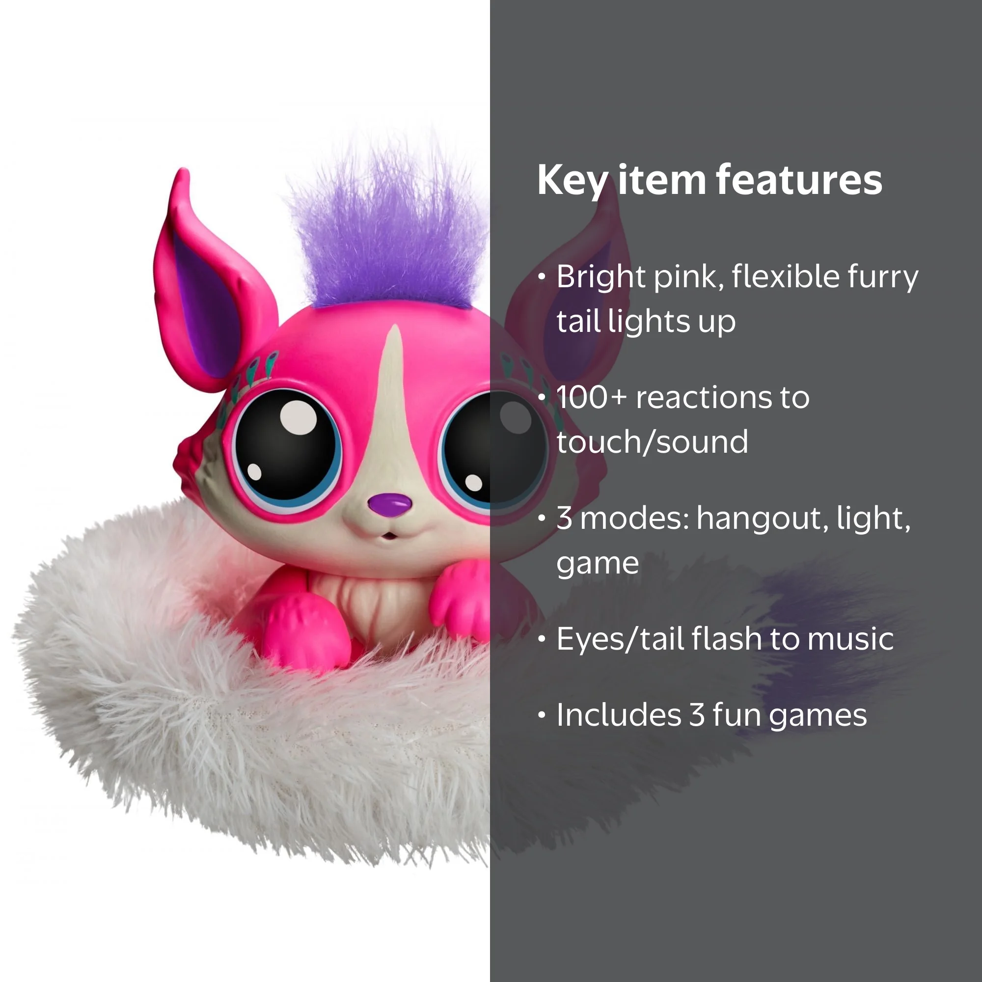 Lil' Gleemerz Interactive Light-Up Toy, Pink Furry Friend with LED