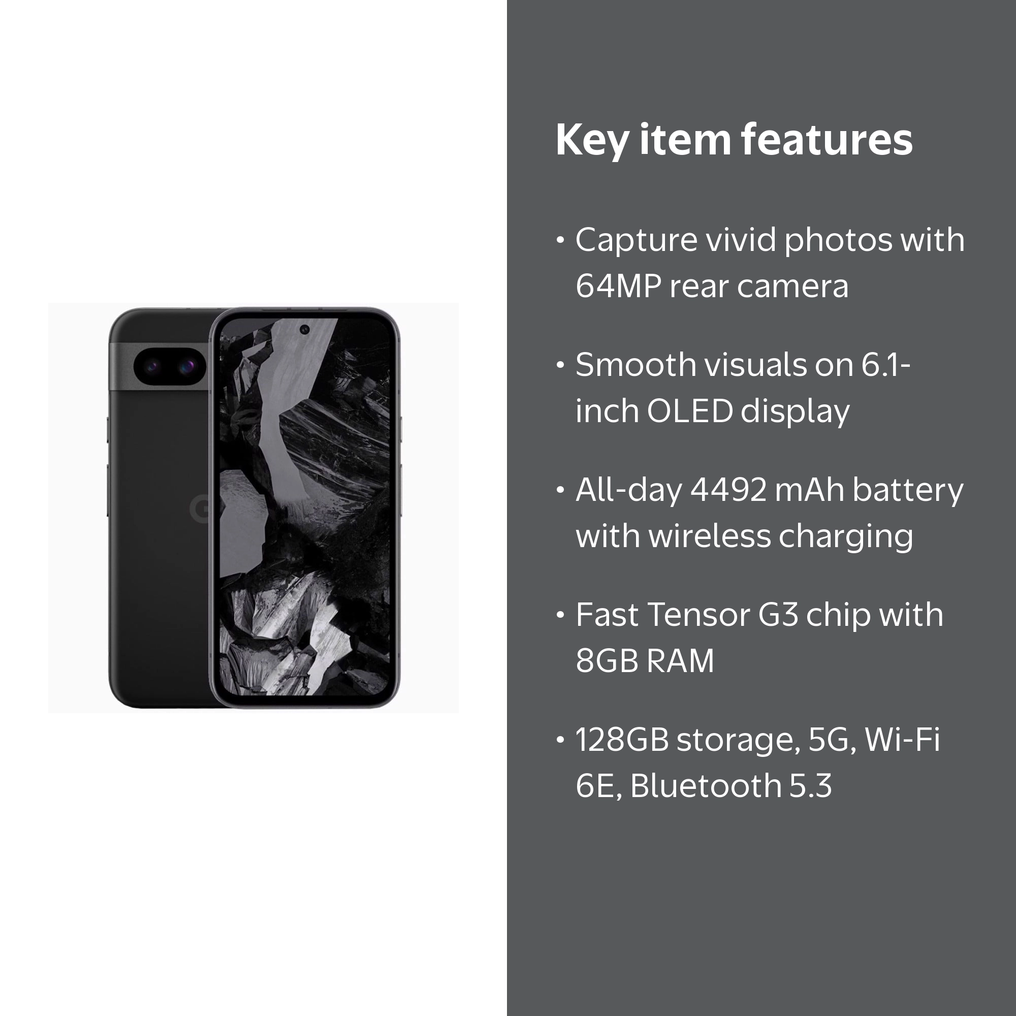 Google Pixel 8a 5G Cell Phone, 128GB, 8GB RAM, Obsidian - Walmart.com