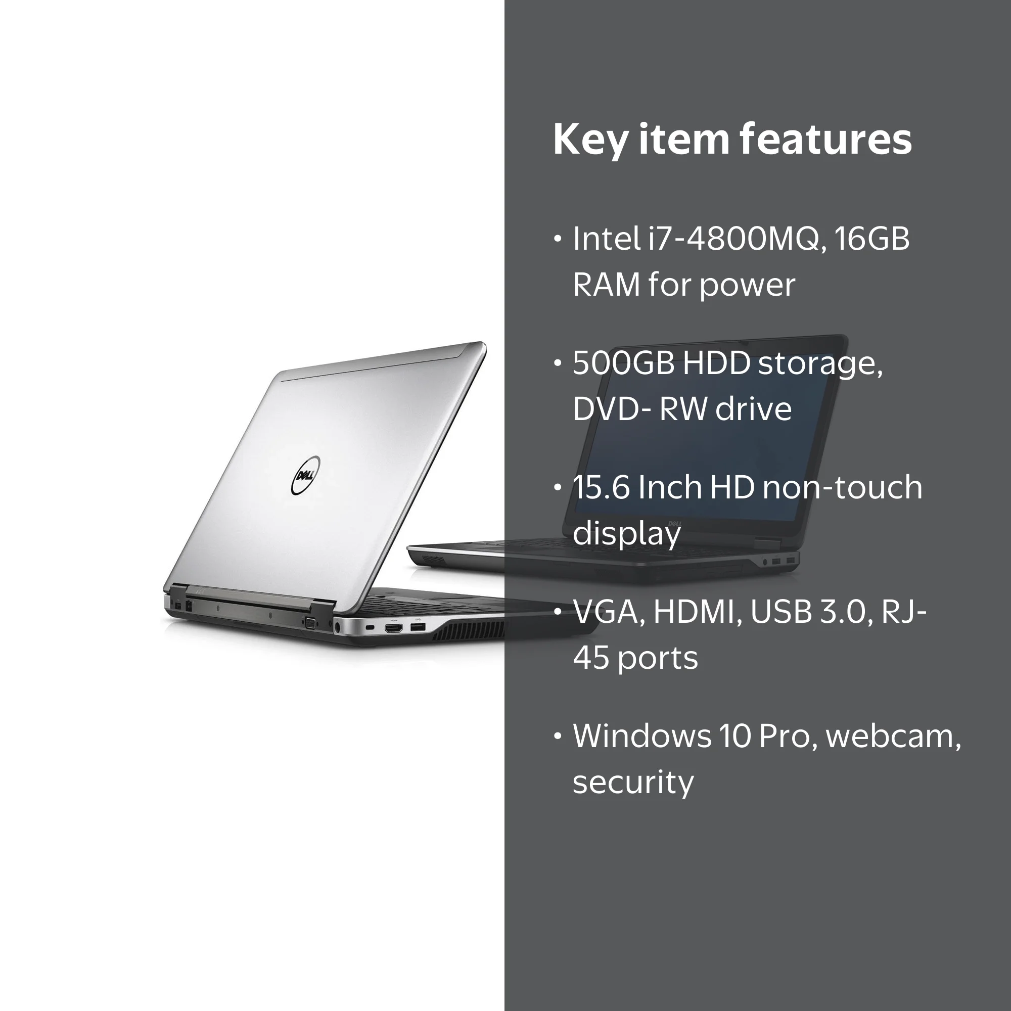 Pre-Owned Dell Latitude E6540 Intel i7-4800MQ 2.70Ghz 8GB RAM