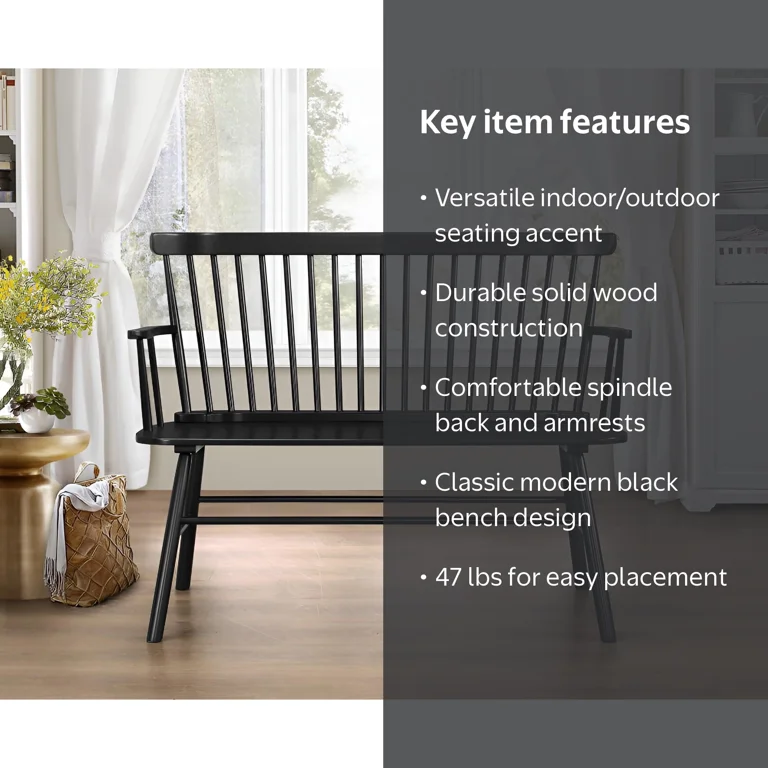 Crown Mark, Bench, Black, Traditional Spindleback Design - Walmart.com