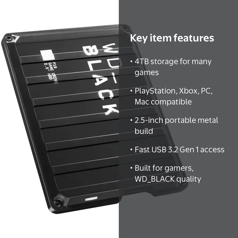 WD BLACK, P10 Game Drive, 4TB, Portable External Hard Drive