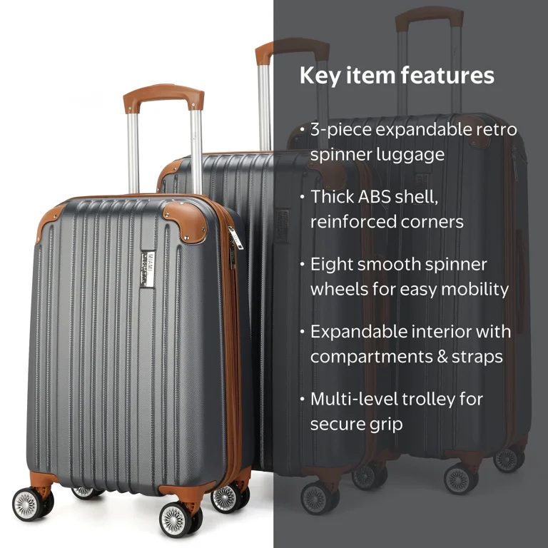 Walmart's Miami CarryOn Collins 3-Piece Hard-Sided Wheel Carry
