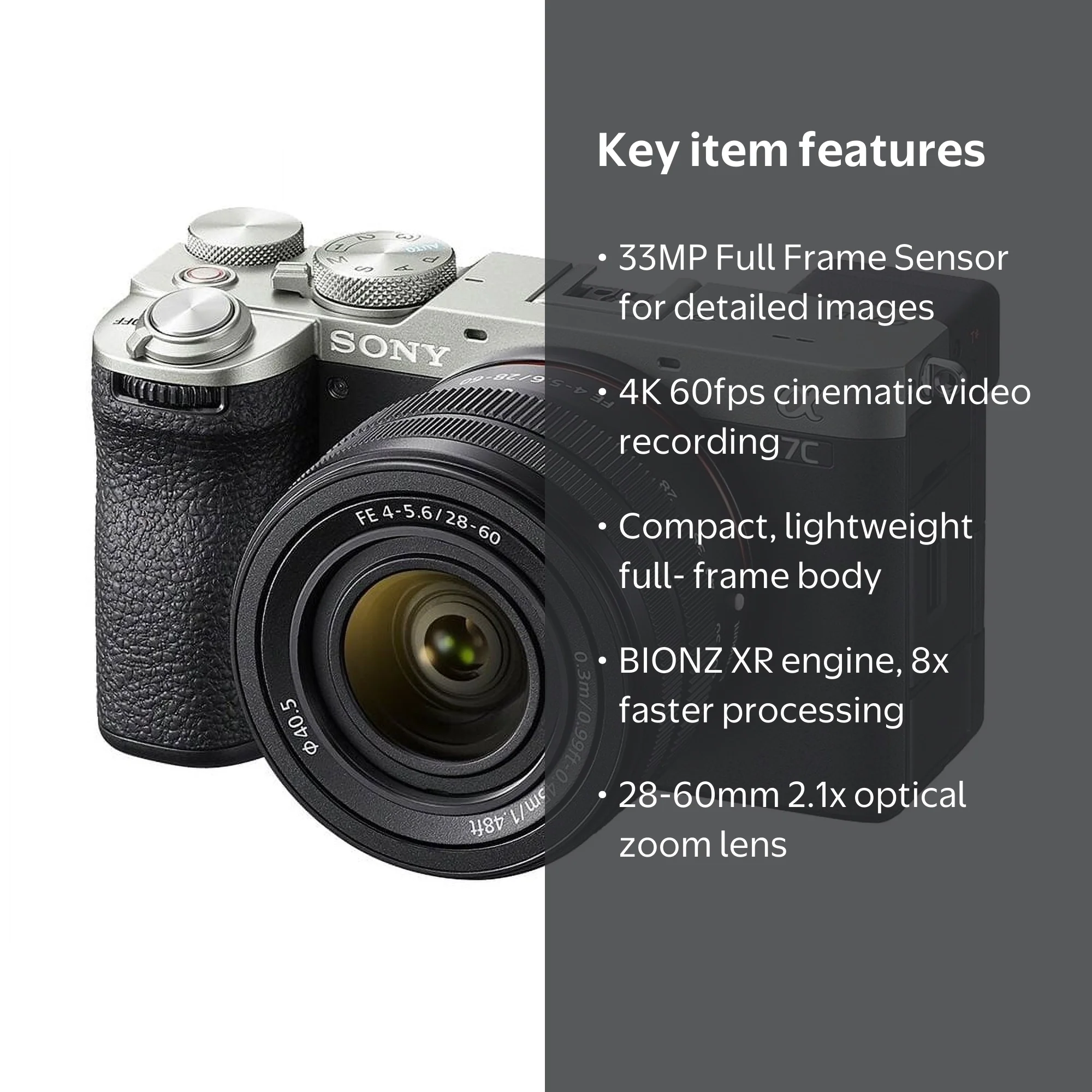 Sony a7C Digital Camera - 33.0 MP, 4K/60 fps, 2.1x Zoom, Wi-Fi