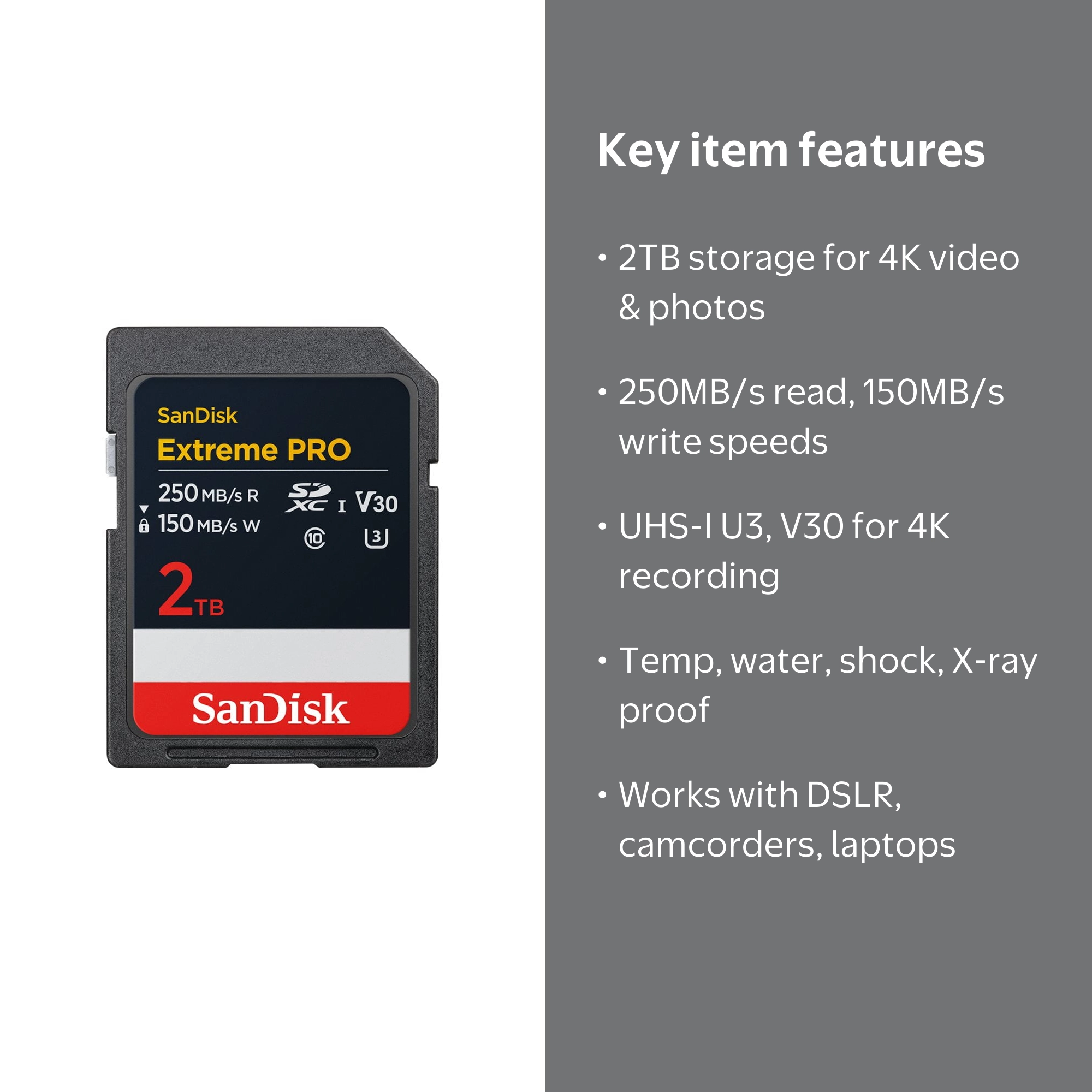 SanDisk Extreme PRO 2TB UHS-I U3 SDXC Memory Card - Walmart.com