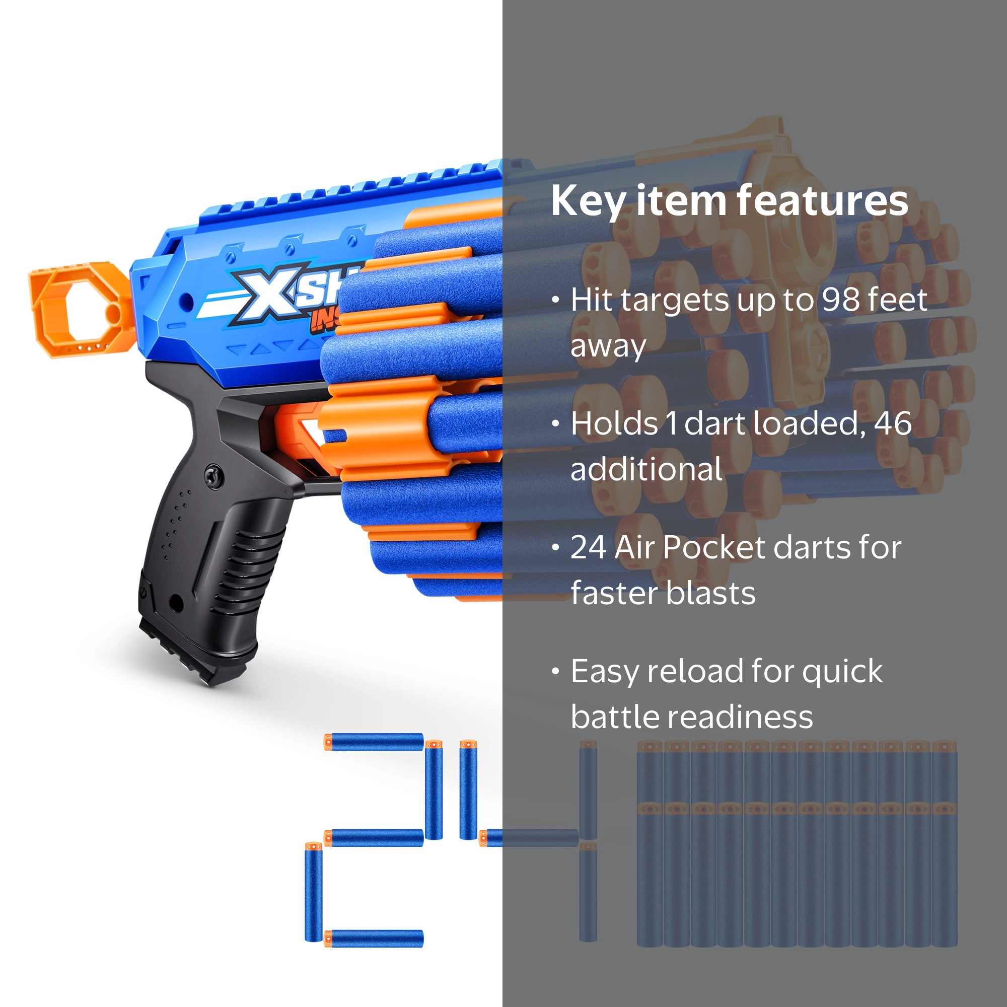 XSHOT Insanity Manic Dart Blaster, Air Pocket Technology, 30m