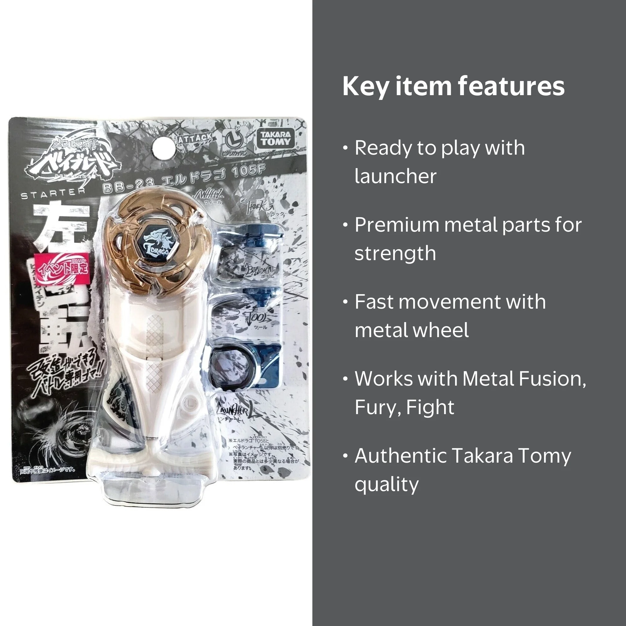 Takara Tomy Beyblade Metal Fusion L-Drago 105F BB-23 Starter Set