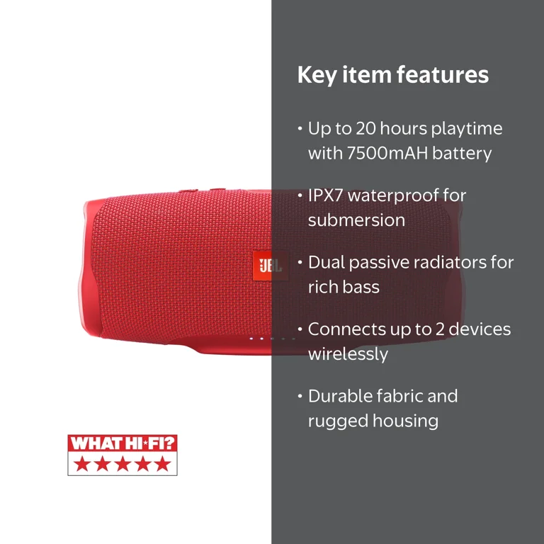 JBL Charge 4 - Portable Bluetooth speaker - Red with 20 Hours