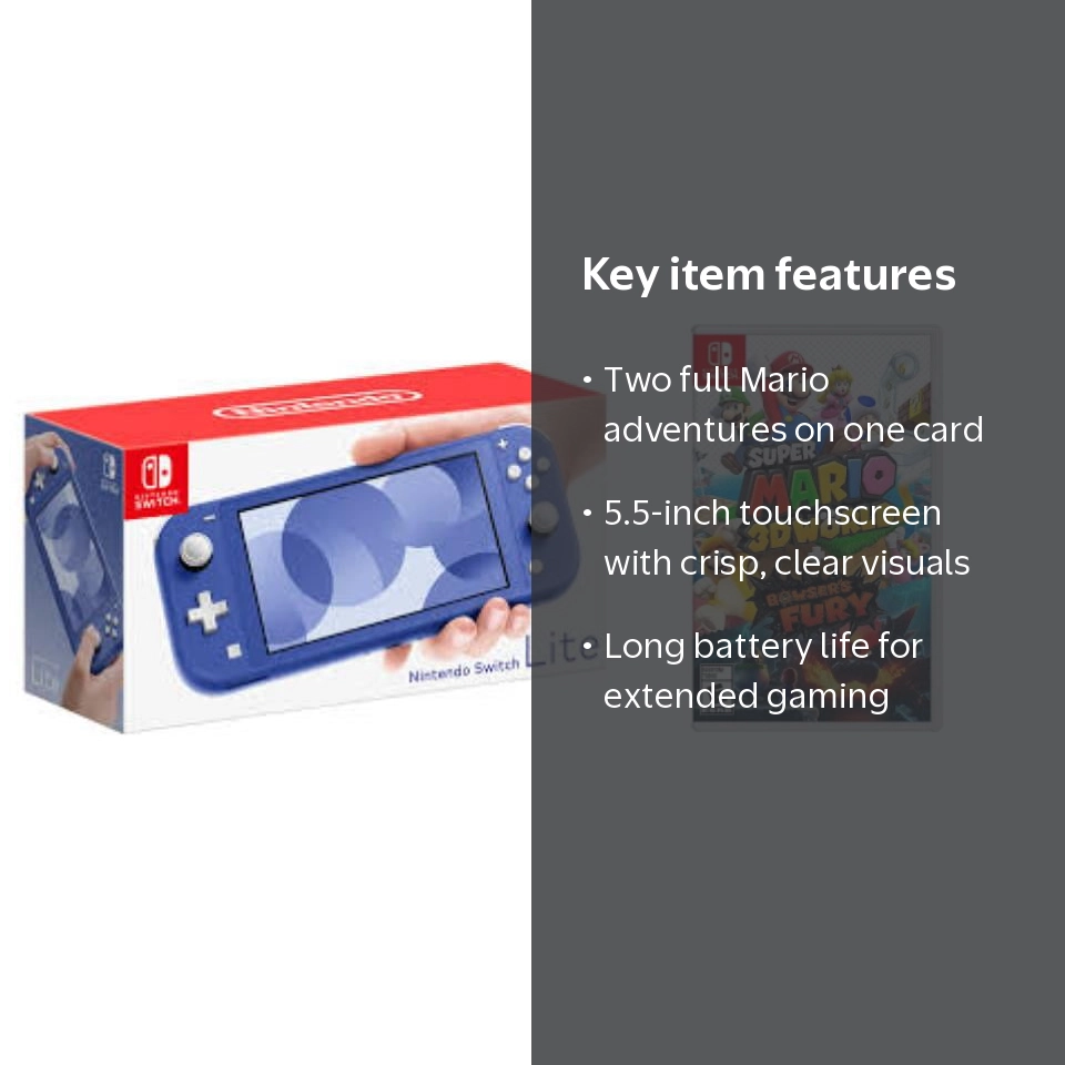 Nintendo Switch Lite Blue Gaming Console with Super 3D World and