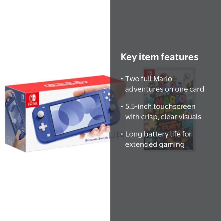 Nintendo Switch Lite Blue Gaming Console with Super 3D World and