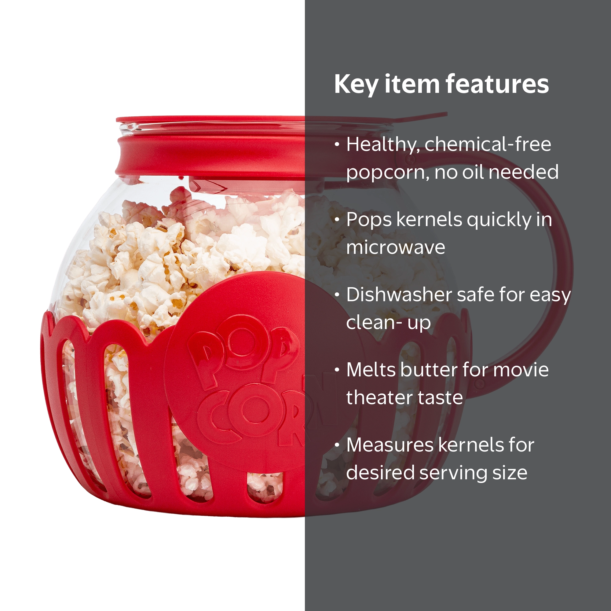 Tasty 3QT Family Size Microwave Popcorn Popper, Dishwasher Safe