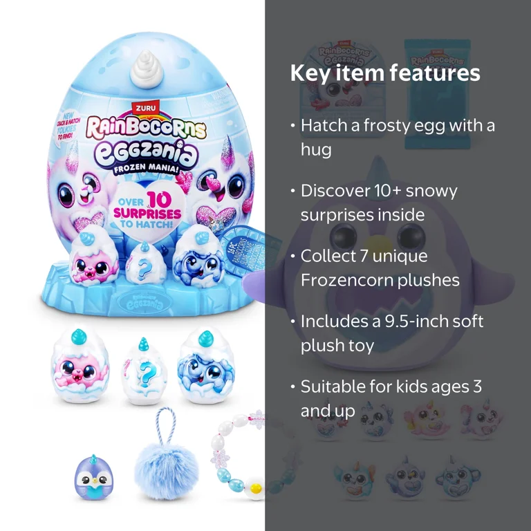 Rainbocorns Eggzania Frozencorn 9.5 inch Plush, Unboxing Toy