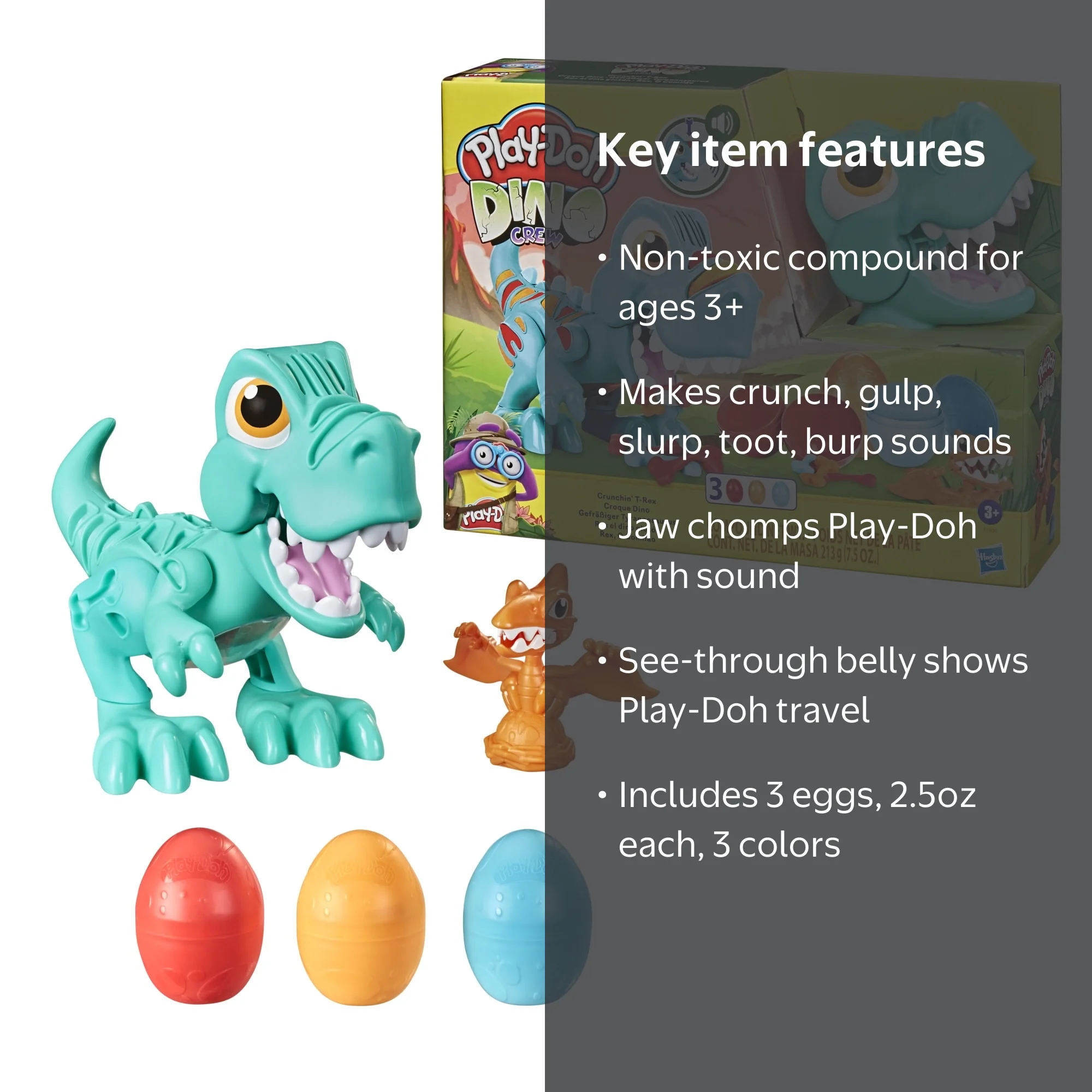Play-Doh, Playset, Crunchin' T-Rex with Sounds and Eggs, Ages 3+
