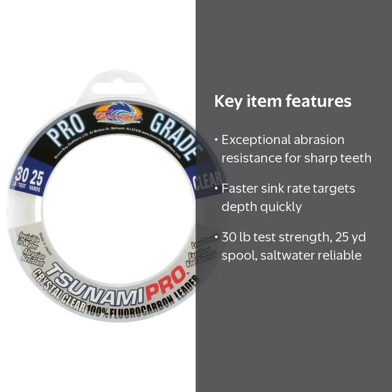 Tsunami Fluorocarbon Leader Fishing Line - 30 lb Test Strength