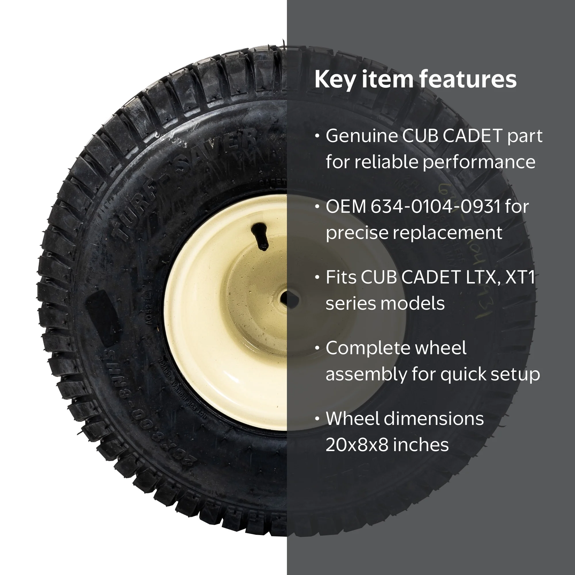 CUB CADET Wheel Assembly 20x8x8 for XT1 42 46 50, LTX 1040 1045