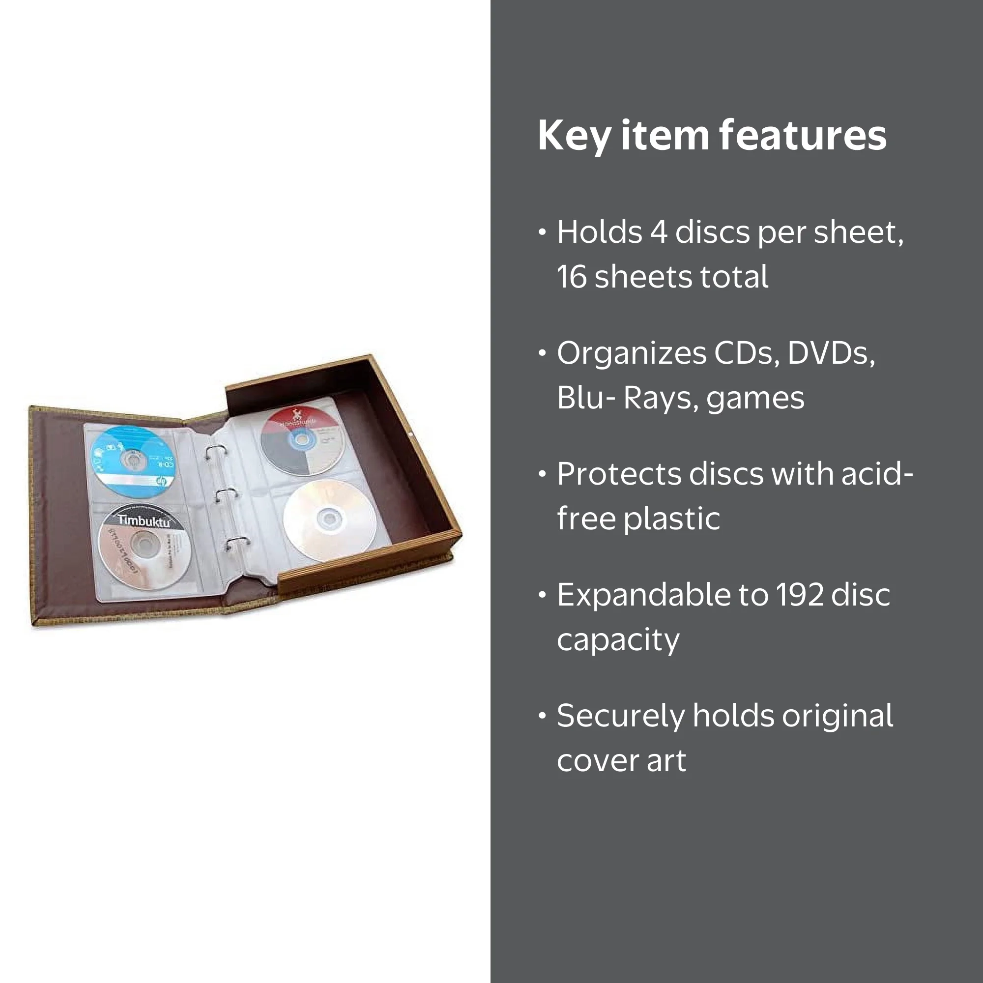 Bellagio-Italia Insert Sheets for CD/DVD Storage Binder - Holds