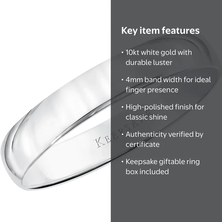 Keepsake 10kt White Gold Wedding Band, 4mm - Walmart.com