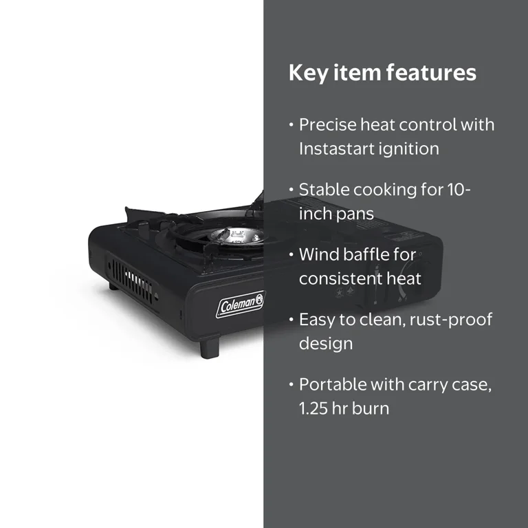 Coleman, Camping Stove, 1-Burner Butane, Portable Black - Walmart.com