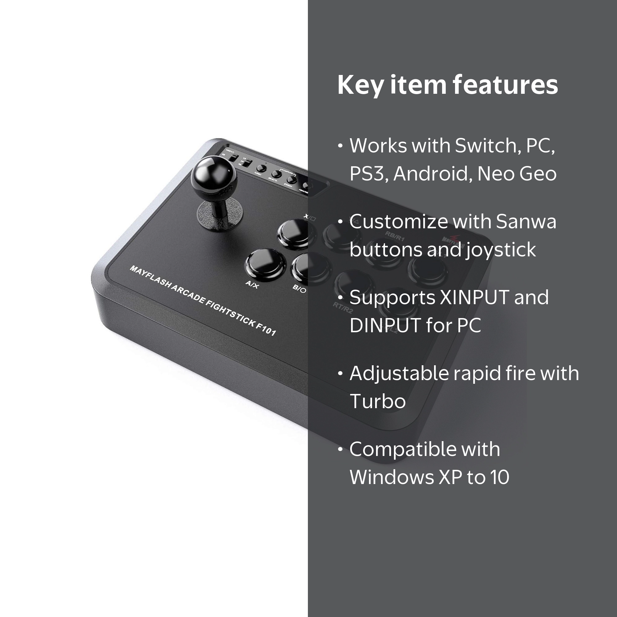 Mayflash F101 Arcade Fight Stick Joystick for PS4 PS3 XBOX ONE 360