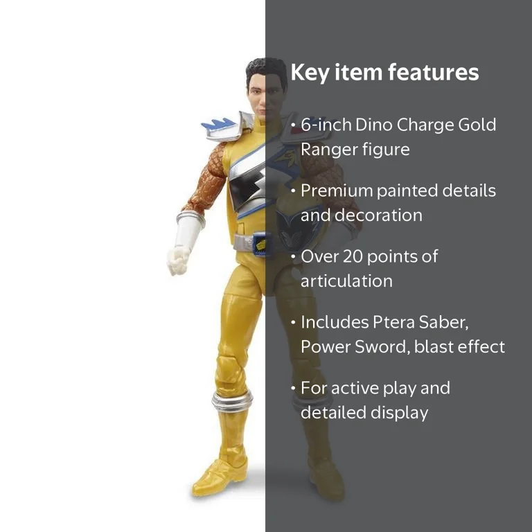 Power Rangers Dino Charge Gold Ranger Figure - Collectible