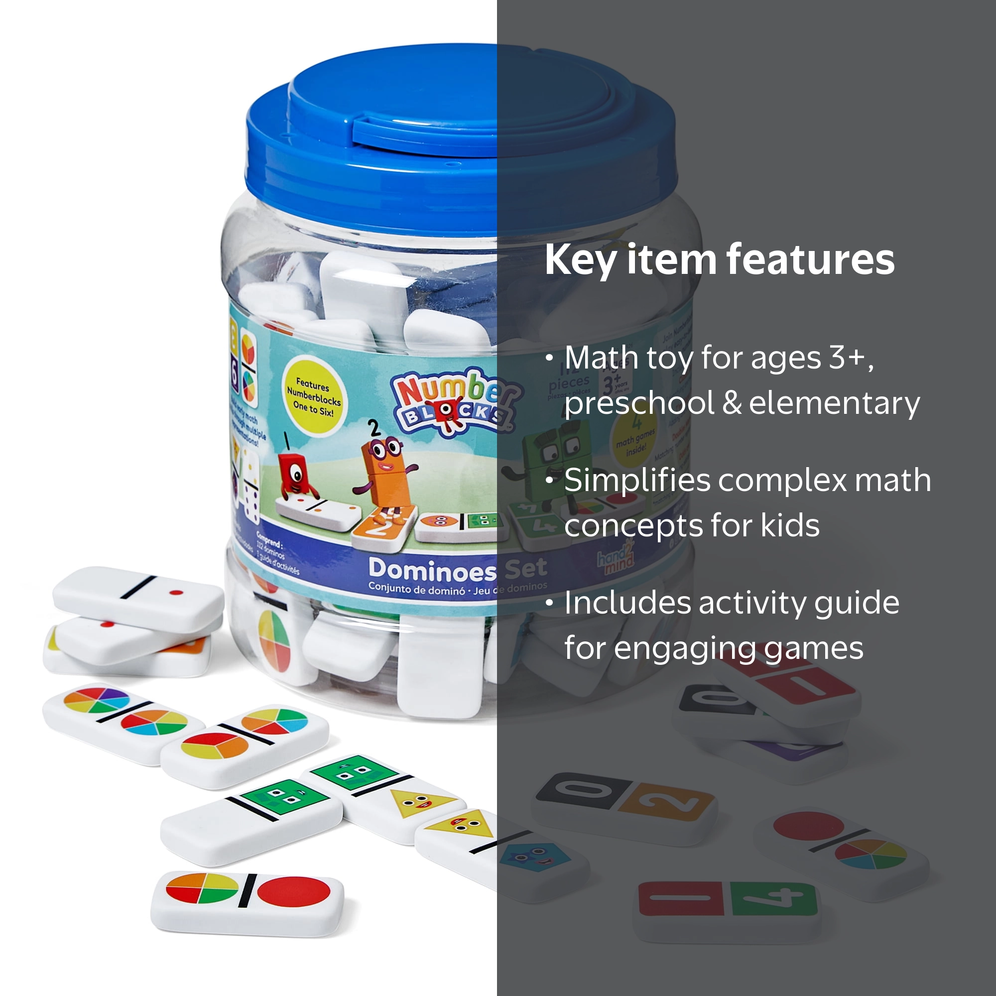 Hand2Mind Numberblocks Dominoes Set, 112 Pieces, Math Games for