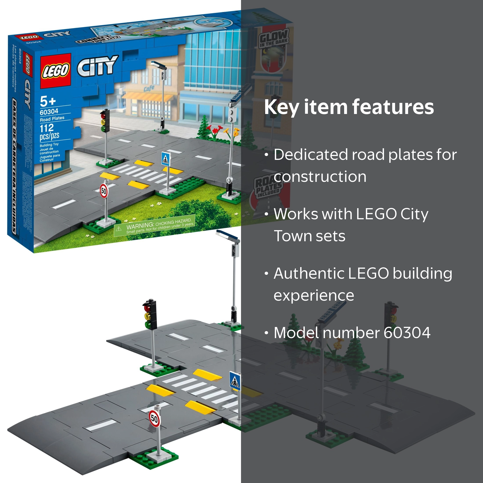 りま LEGO City Road Plates Building Toy Set 60304, with Traffic Lights