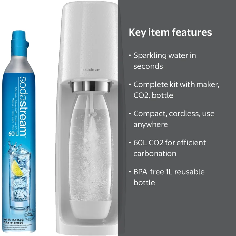 SodaStream Fizzi Sparkling Water Maker Kit (White) with CO2 and