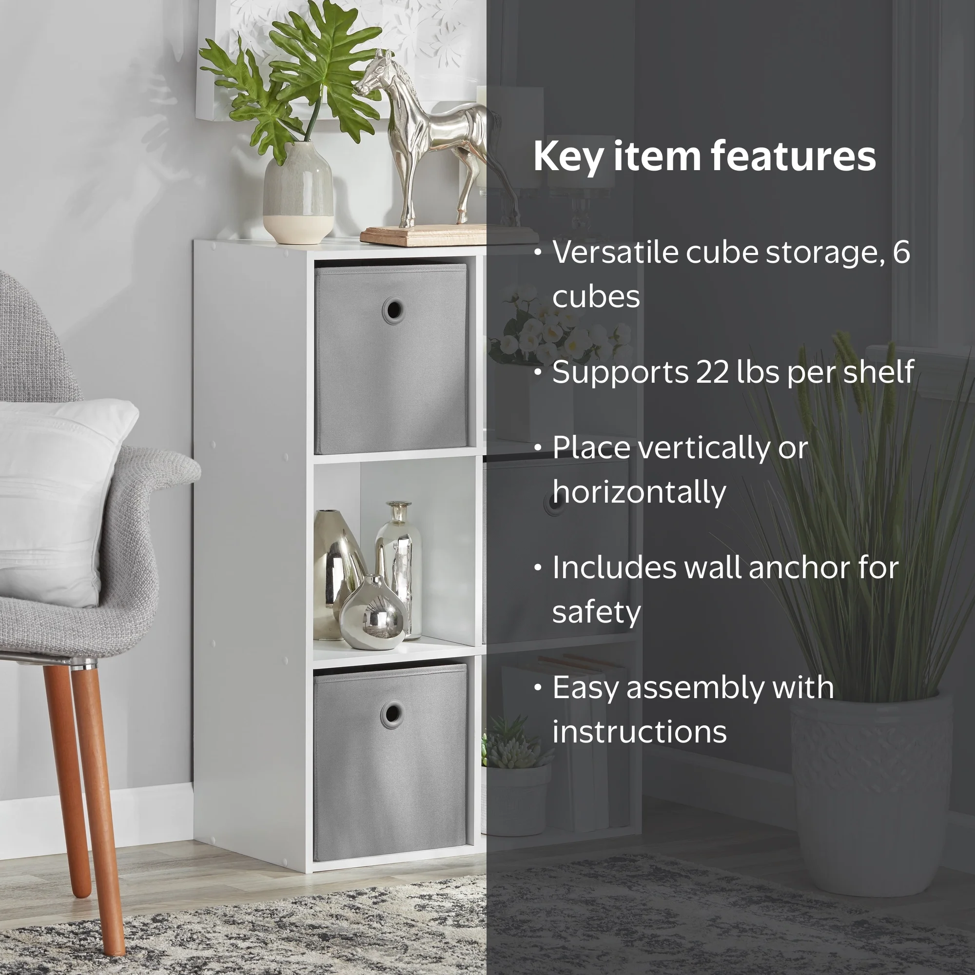 Mainstays 6 Cube Storage Organizer, White - Walmart.com