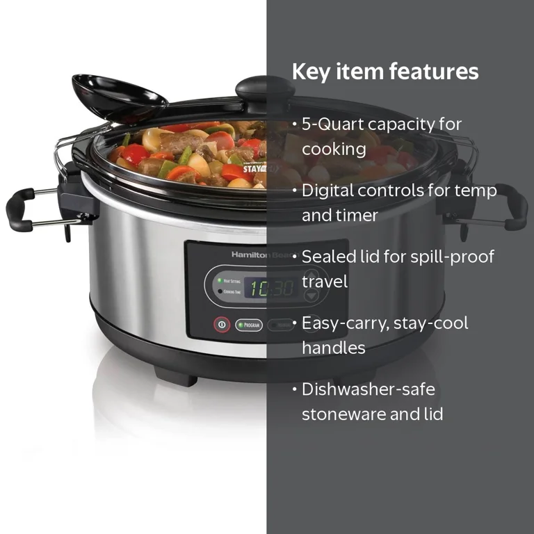 Hamilton Beach Programmable Stay or Go Slow Cooker, 5-Quart