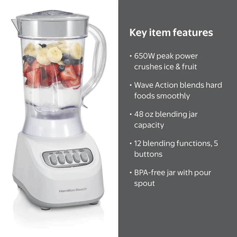 Hamilton Beach Commercial ブレンダー Hamilton Beach Smoothie Blender, 48 oz BPA-Free Jar 650 W 12