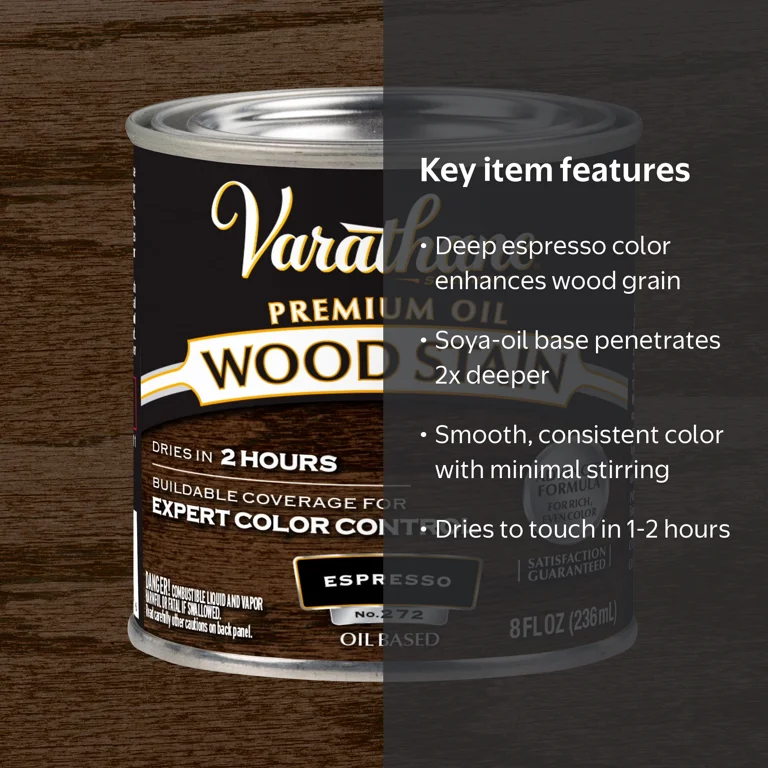 Varathane, Oil-Based Interior Wood Stain, 241414, Espresso Half
