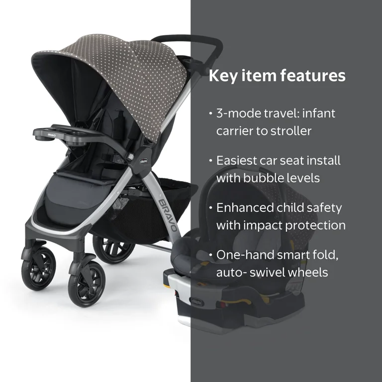 Chicco Bravo Trio Travel System Stroller with KeyFit 30, Gray