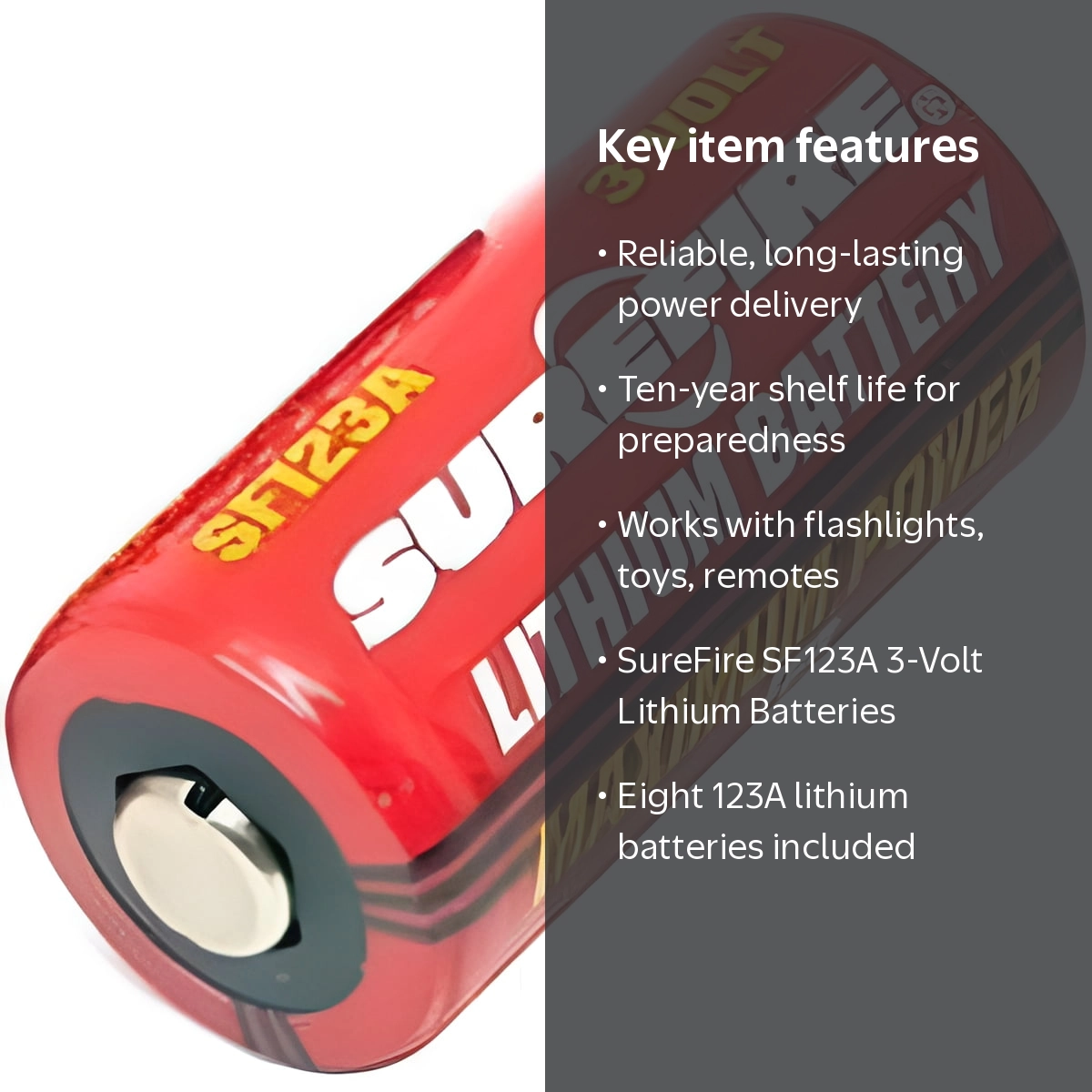 SureFire SF123A 3-Volt Lithium Batteries, Reliable Performance, 10