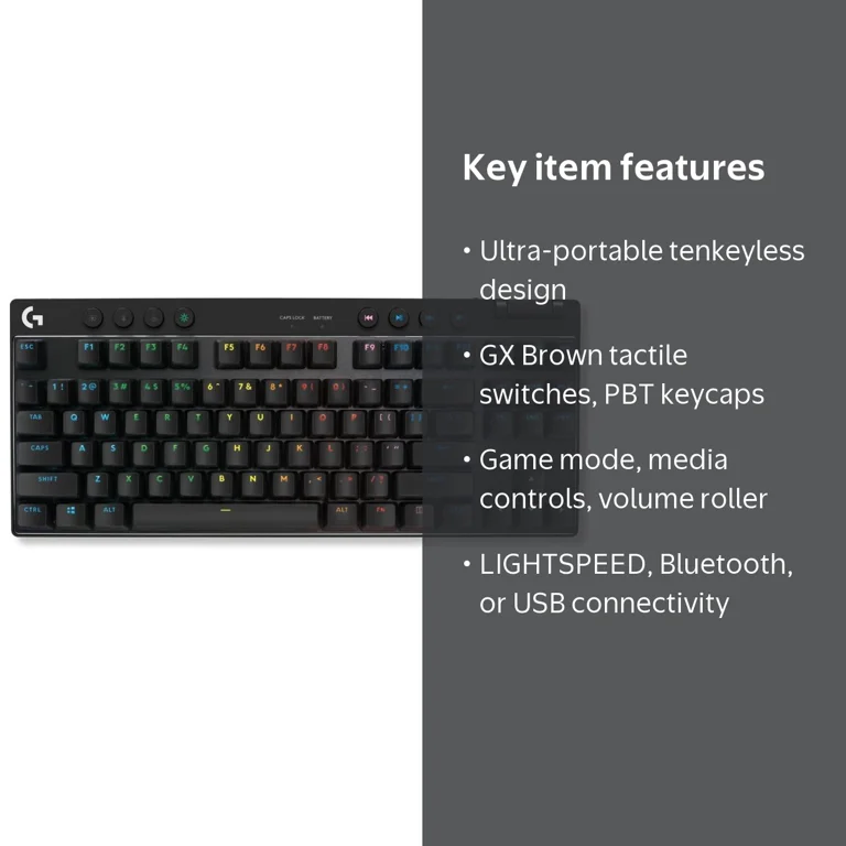 Logitech G PRO X TKL Lightspeed Wireless Gaming Keyboard, Ultra