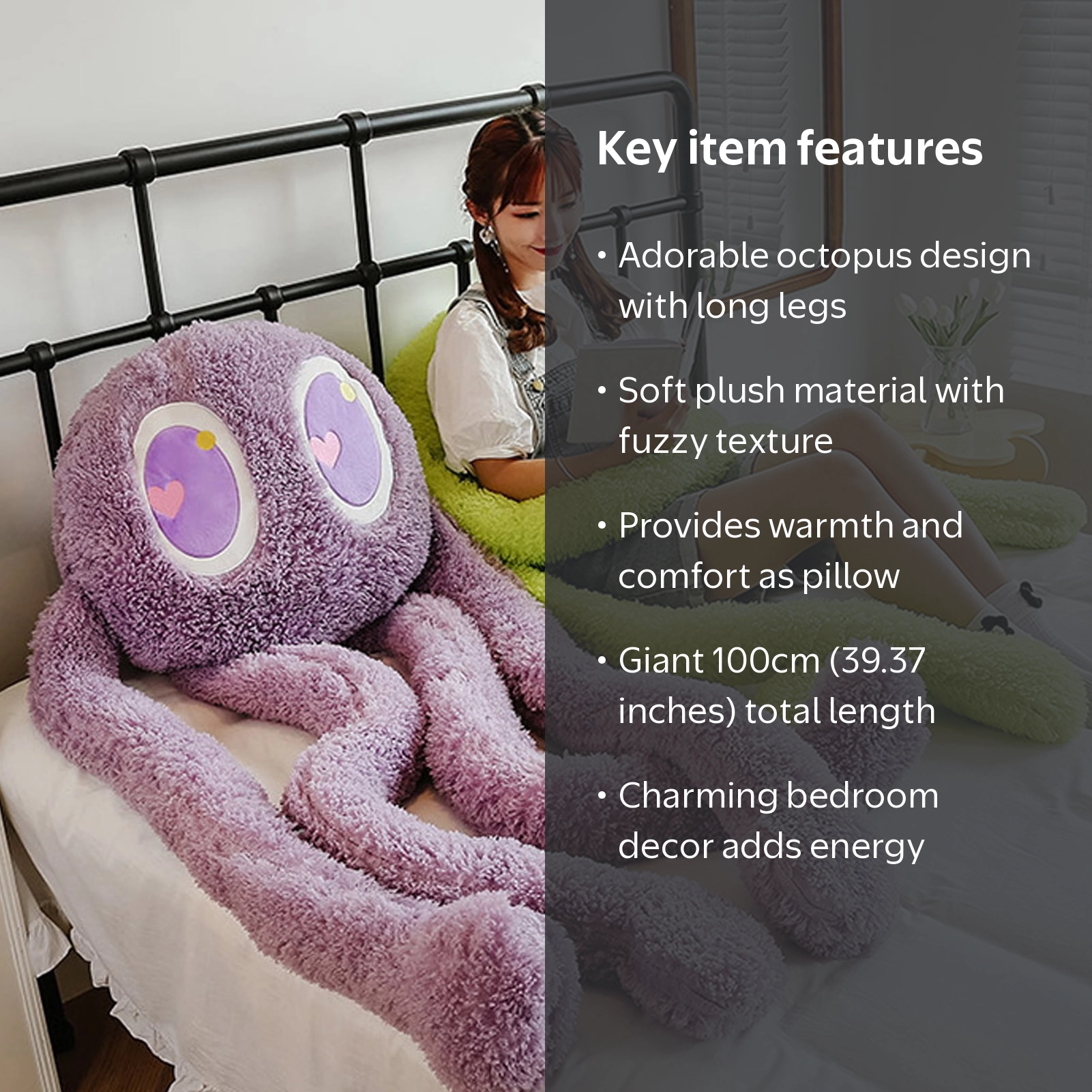 Sioweci Giant Octopus Plush Toy with Long Legs Cute Soft Huggable