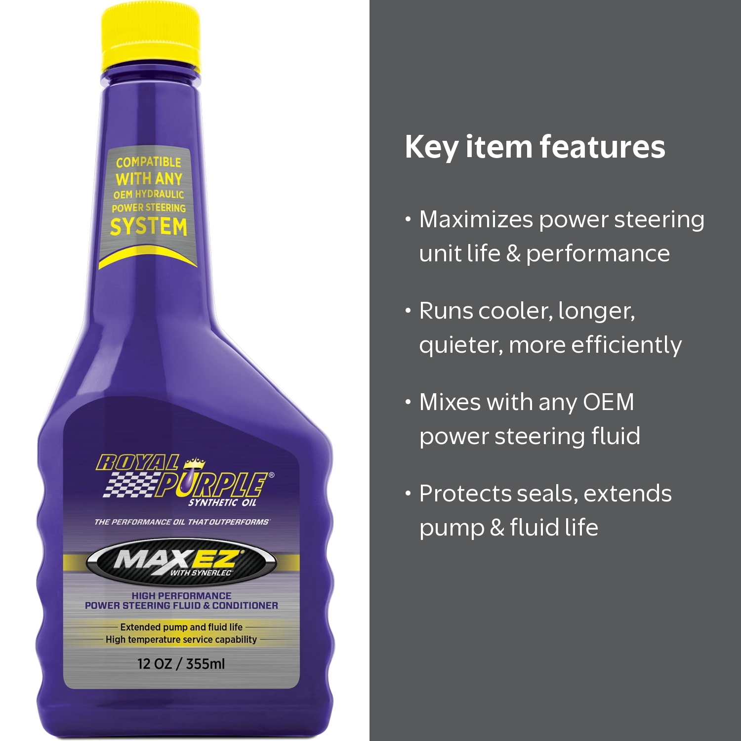 Royal Purple, Power Steering Fluid, 12 oz, Max EZ, Synthetic