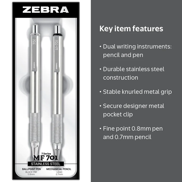 Zebra 701 Series Stainless Steel Refillable Mechanical Pencil and