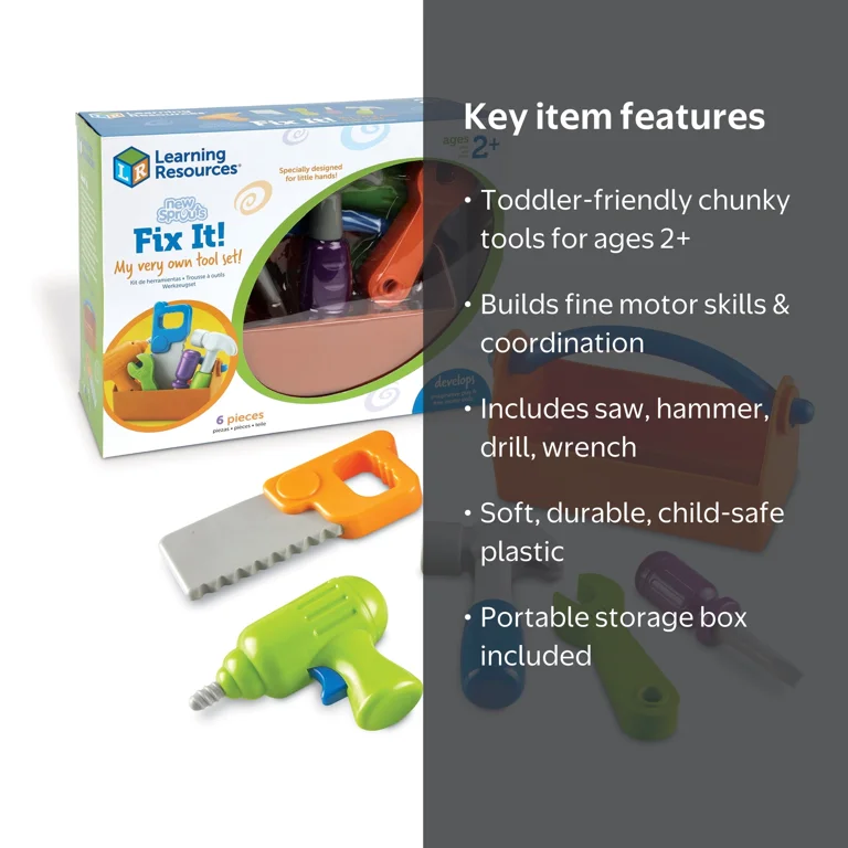 フロッグプロダクツ CHANGENG TOY'S GRIP ジュラルミン製 Learning Resources New Sprouts Fix It!, Toddler Fine Motor Tools